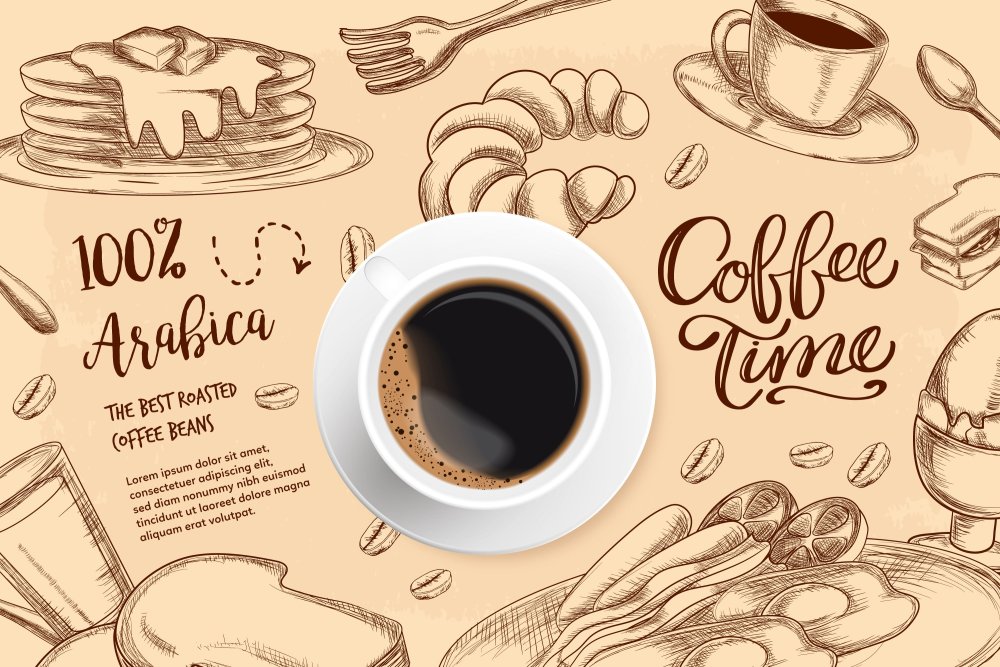 Фон кофейня вектор