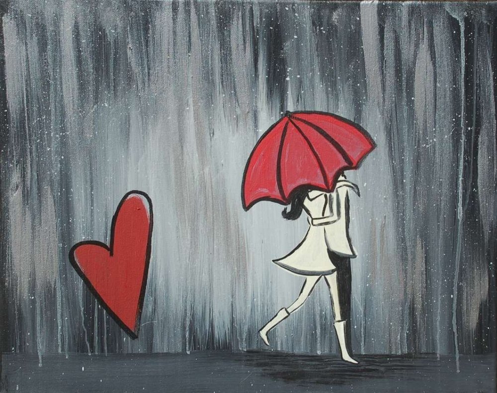 Влюбленные под дождем арт