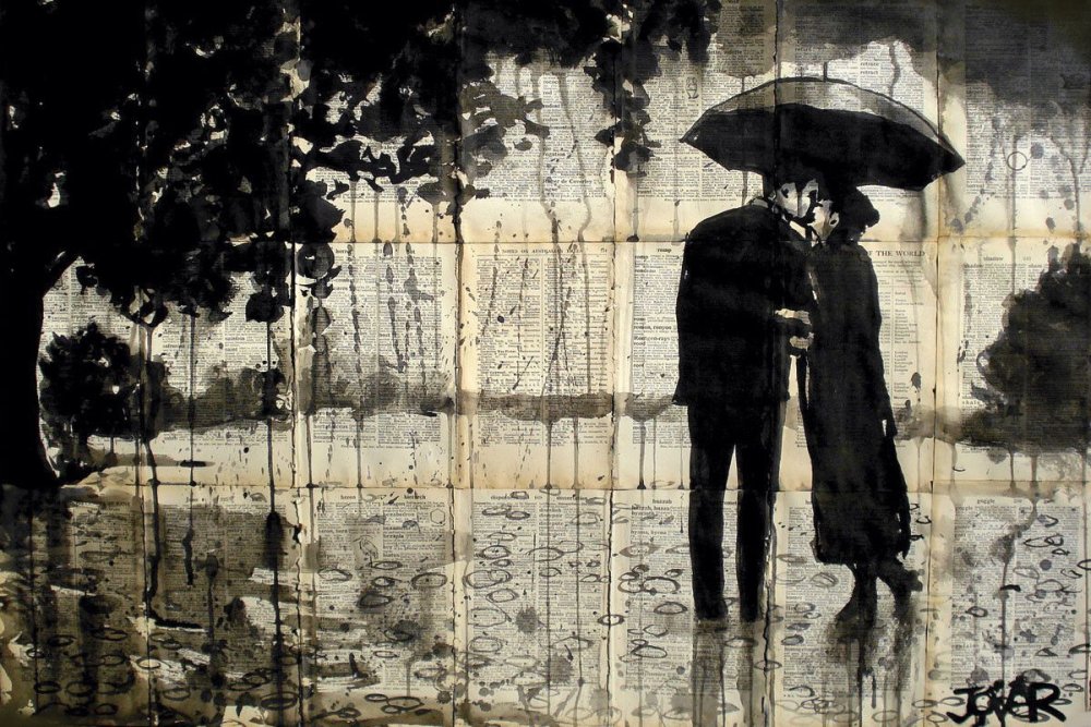 Мужчина и женщина под зонтом