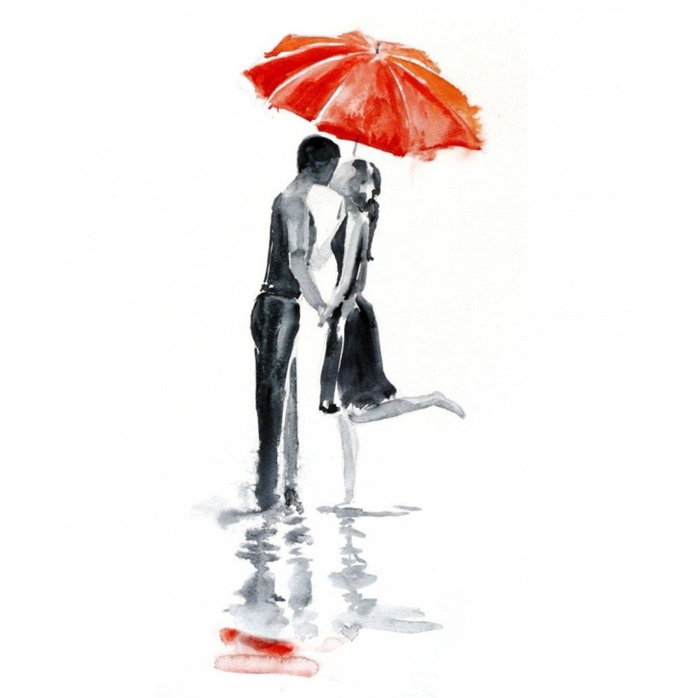 Влюбленная пара под дождем