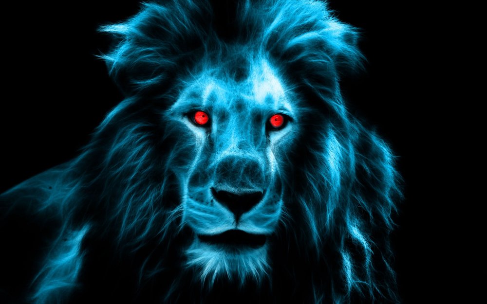 Морда Льва на черном фоне