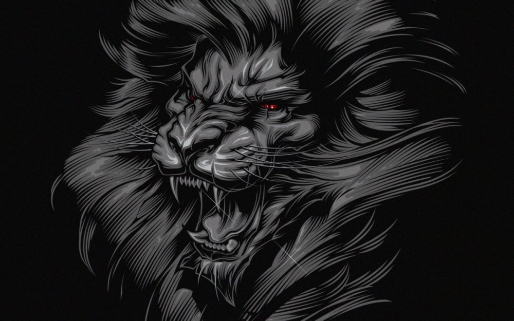 Лев с красными глазами