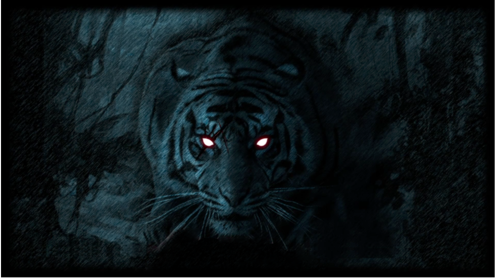 Лев в красных тонах