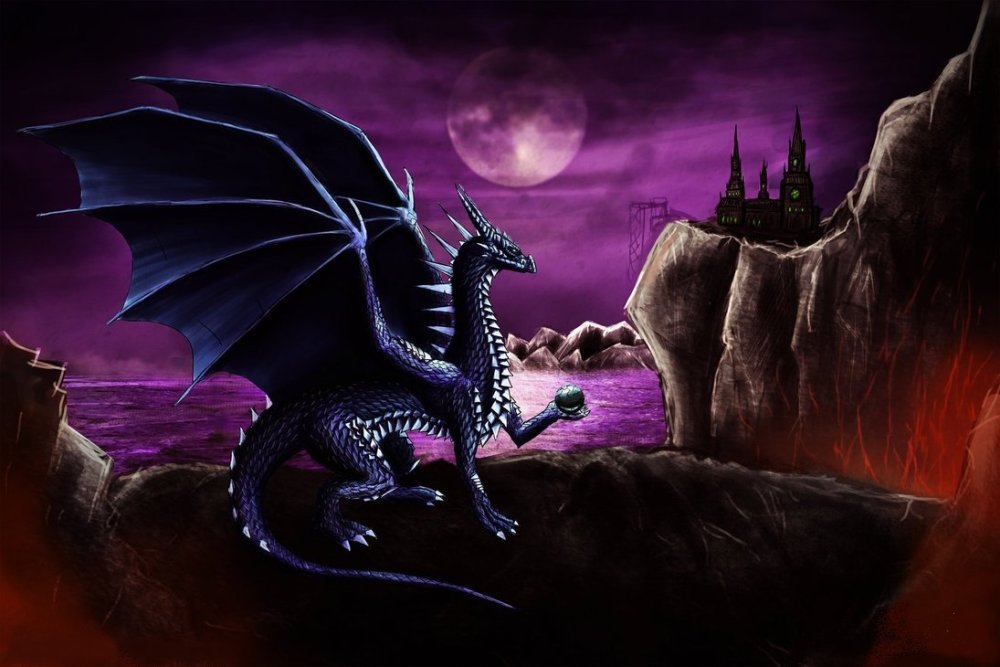 Черно фиолетовый дракон