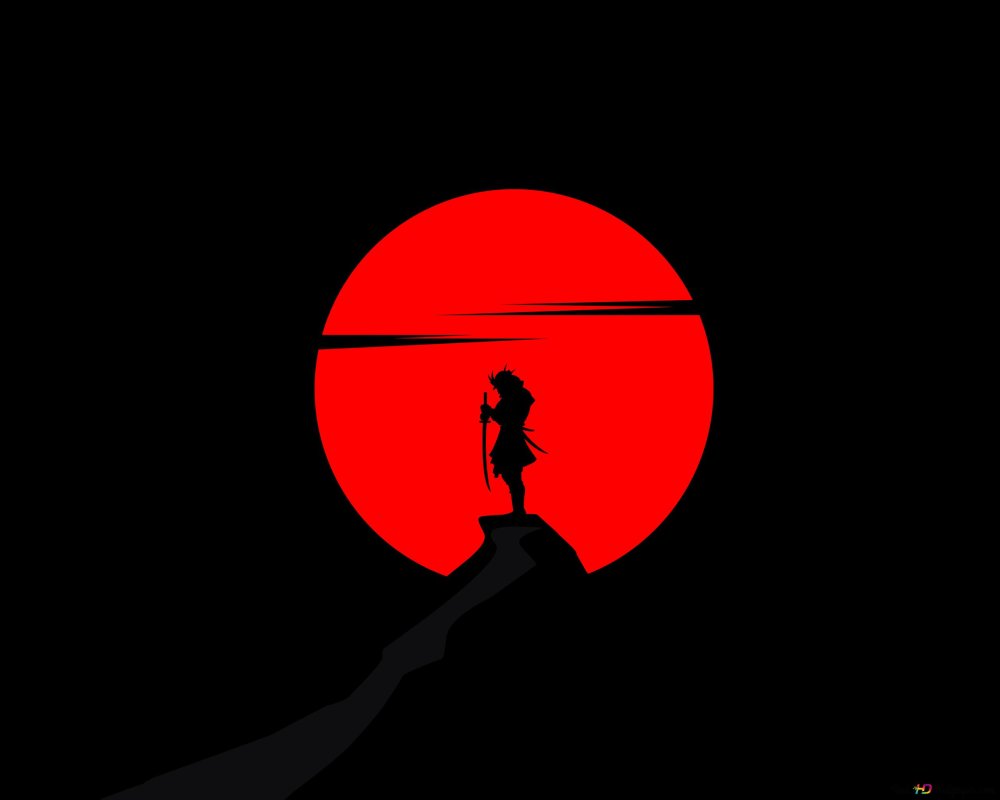 Япония Самурай красный фон