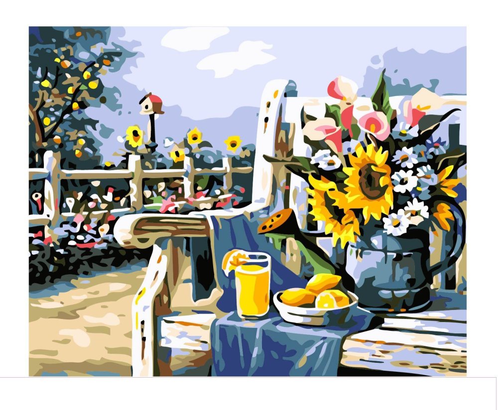 Натюрморт на фоне пейзажа