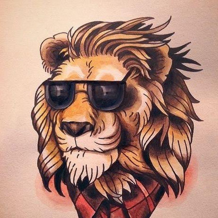 Тату Лев Олд скул
