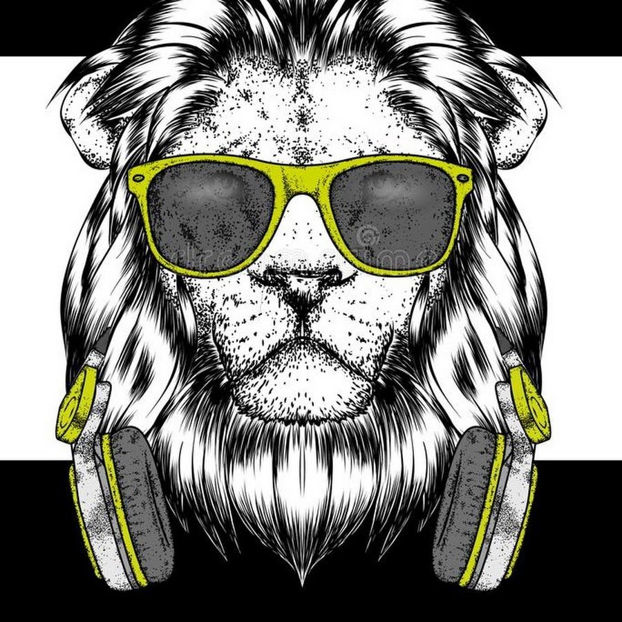 Лев в очках вектор