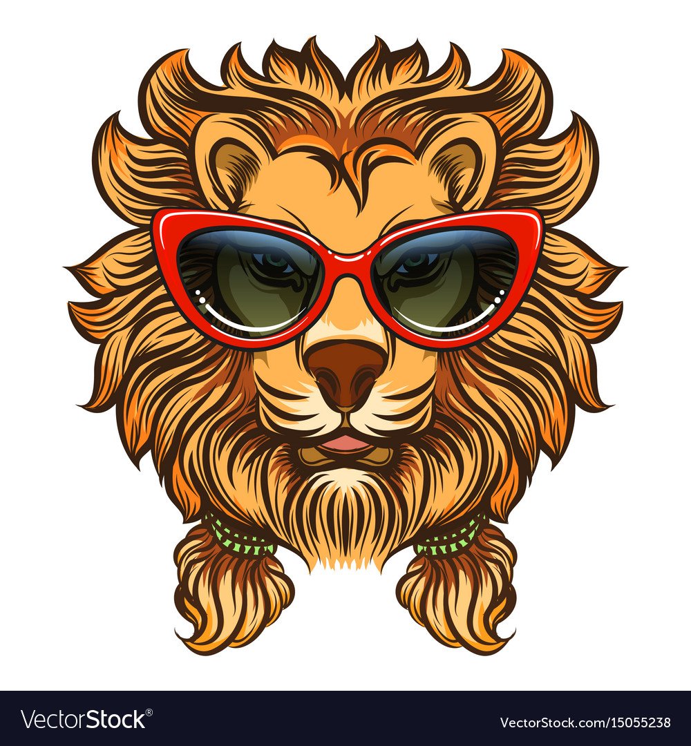 Лев в очках вектор