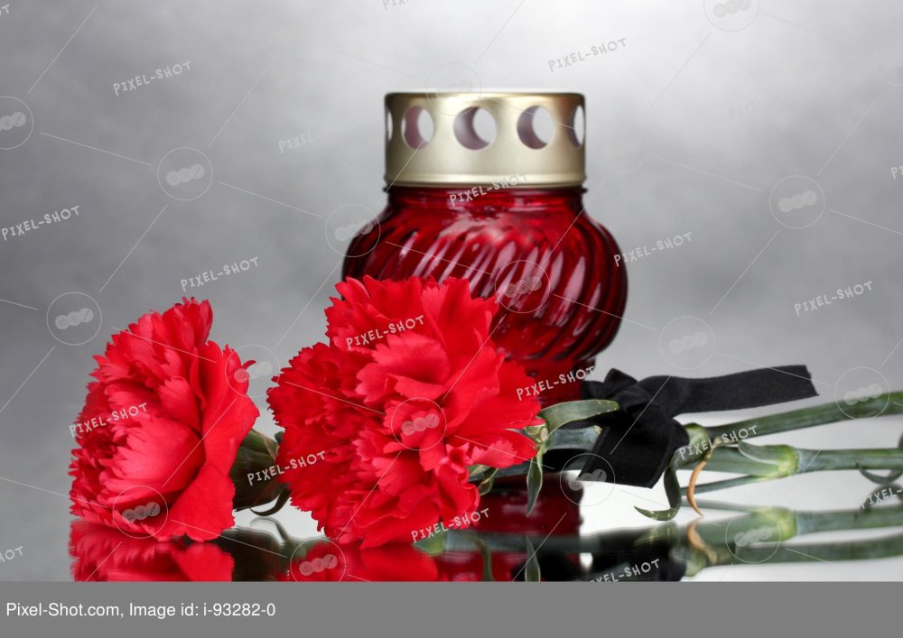 Свеча и гвоздики