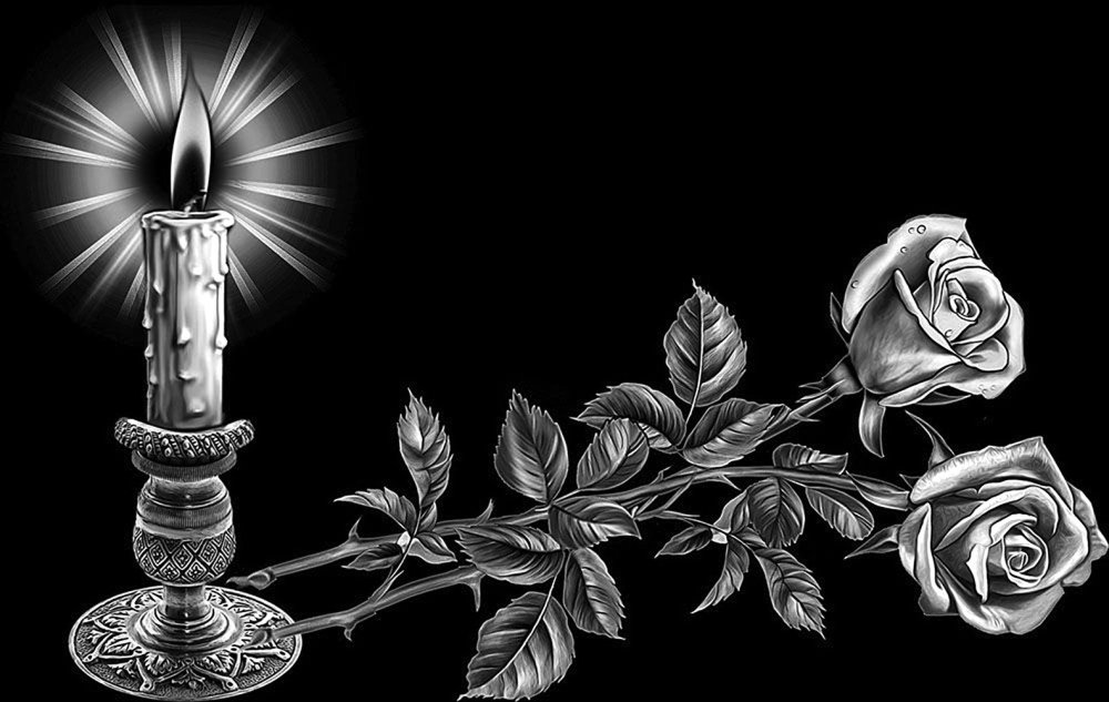 Розы со свечой на памятник