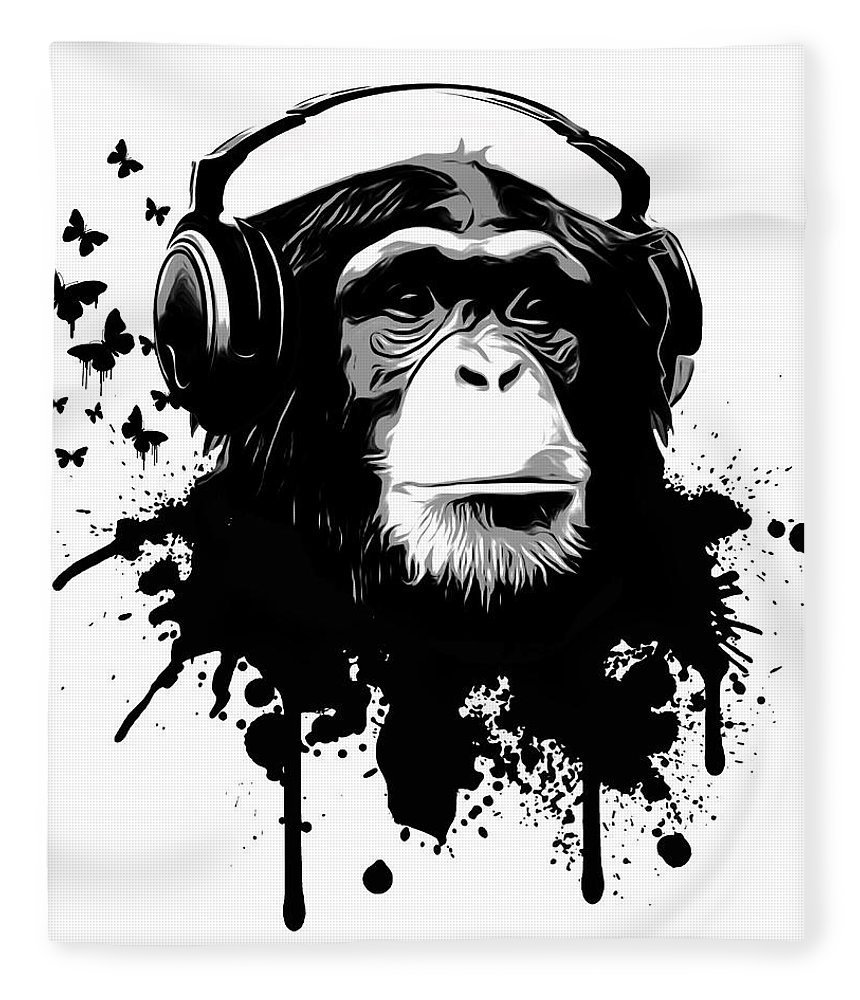 Шимпанзе в наушниках