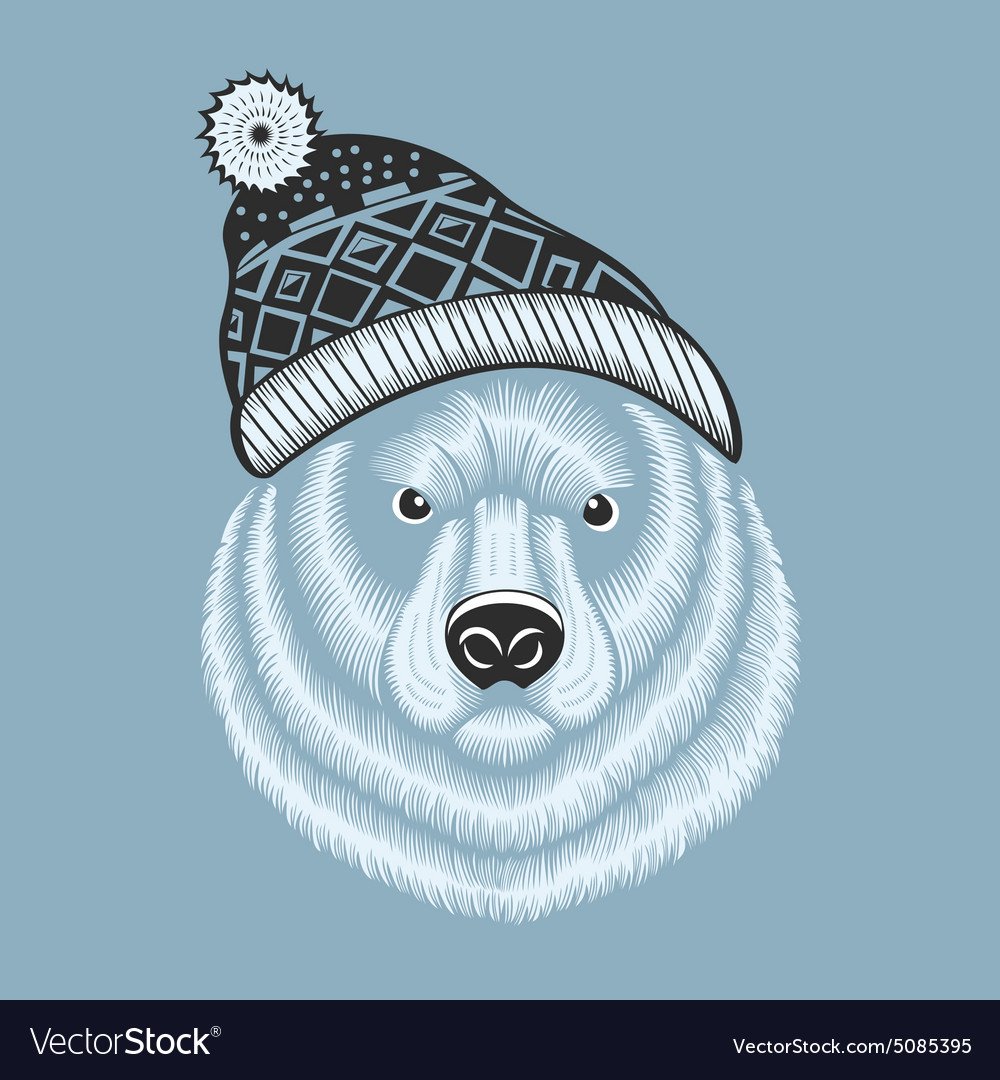 Белый медведь в шапке
