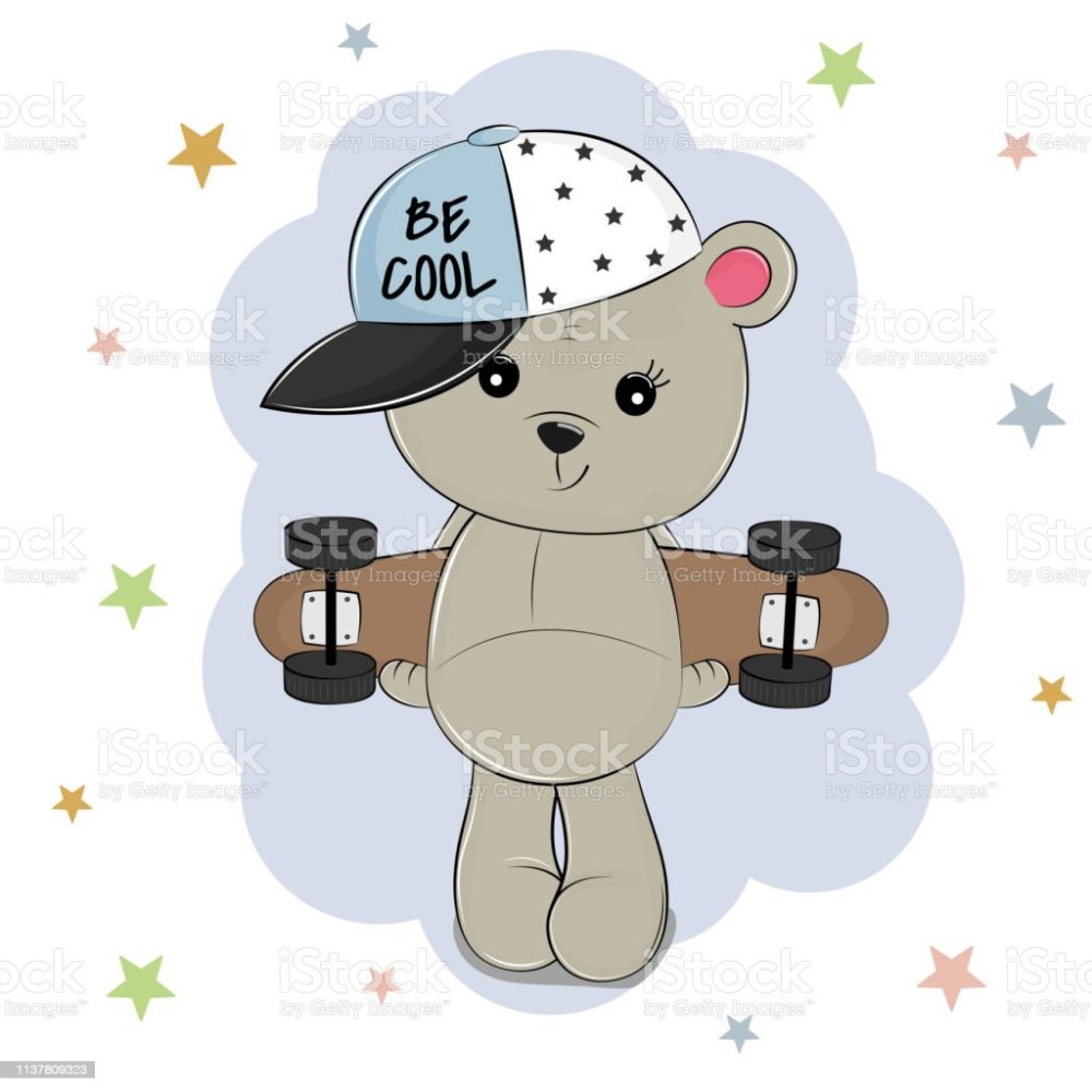 Мишка в кепке иллюстрации