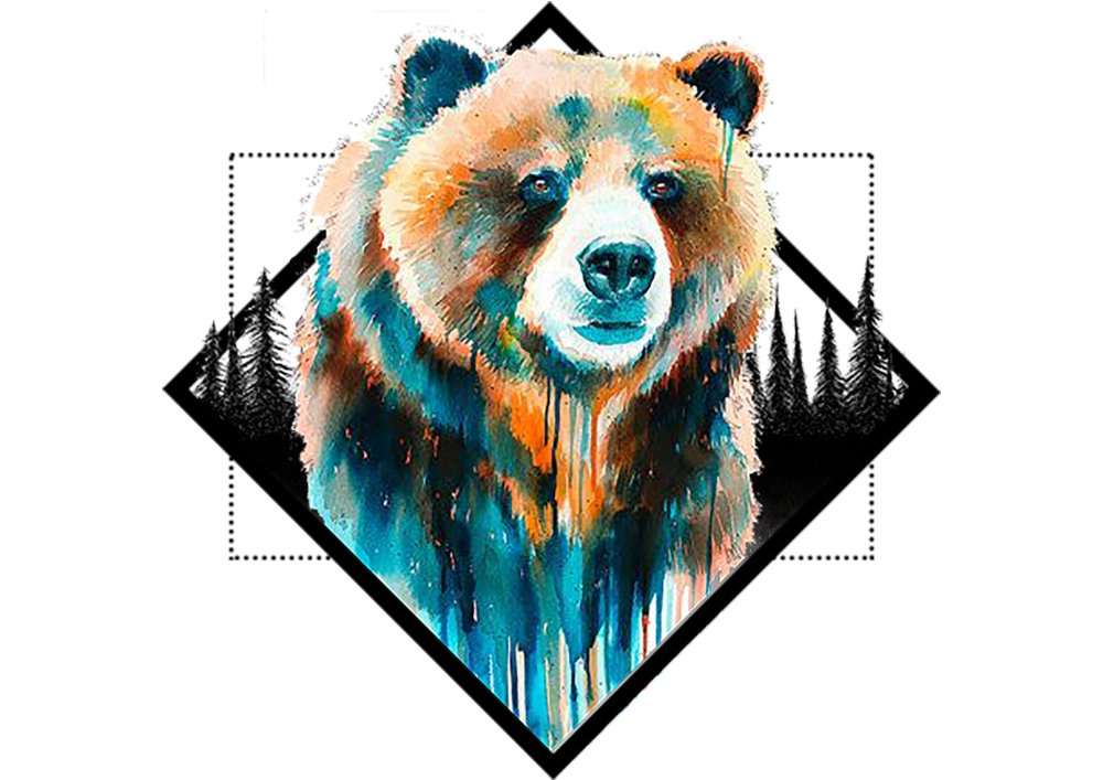 Медведь акварелью