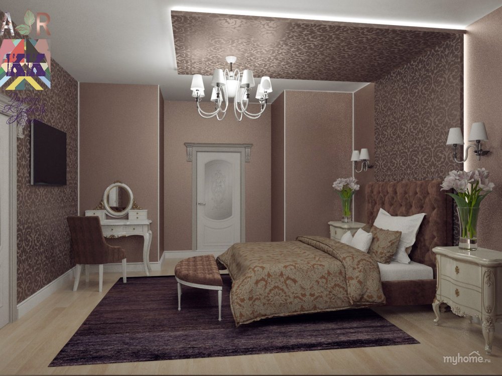 Спальня мансарда в пастельных тонах