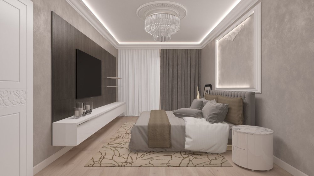 Спальня в бежево кофейных тонах