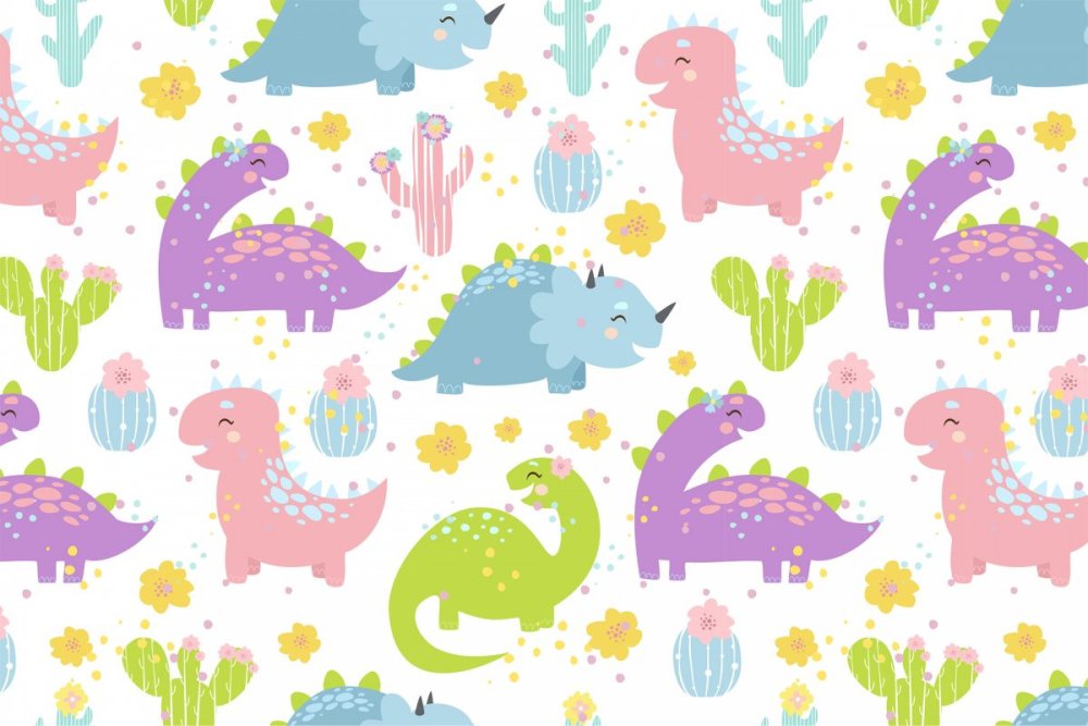 Принт динозавр с единорогом