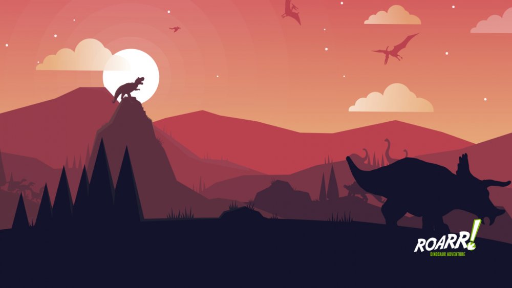 Динозавр на фоне гор