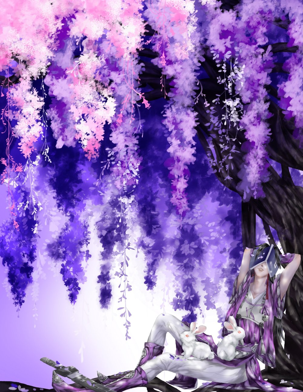 Свисающие сиреневые цветы