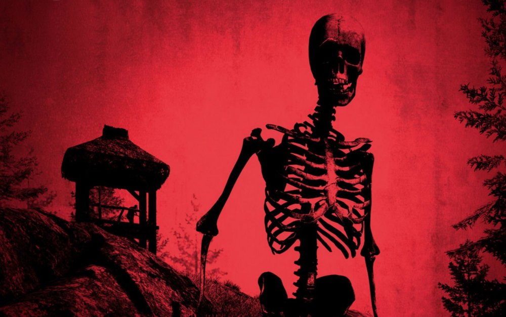 Скелет с цветами