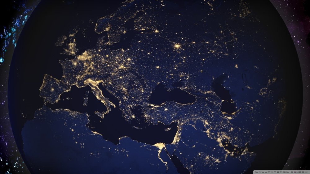 Вид ночной земли из космоса
