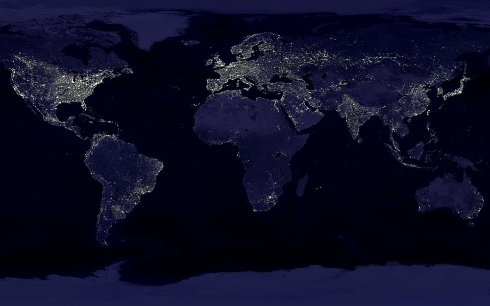 Планета ночью из космоса