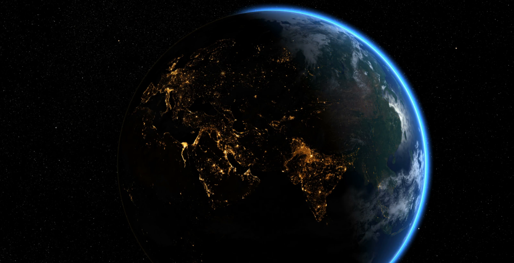 США ночью из космоса