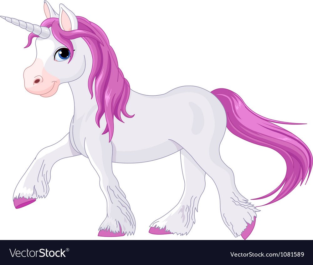 Белый Единорог с розовой гривой