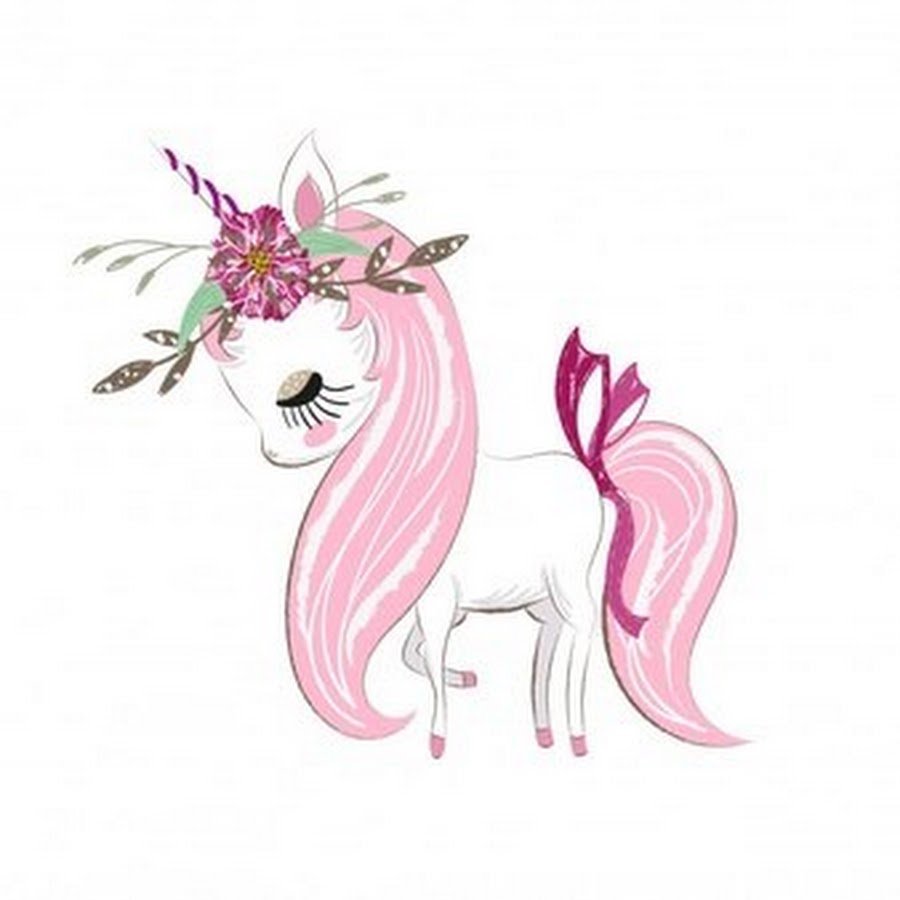 Белый Единорог с розовой гривой