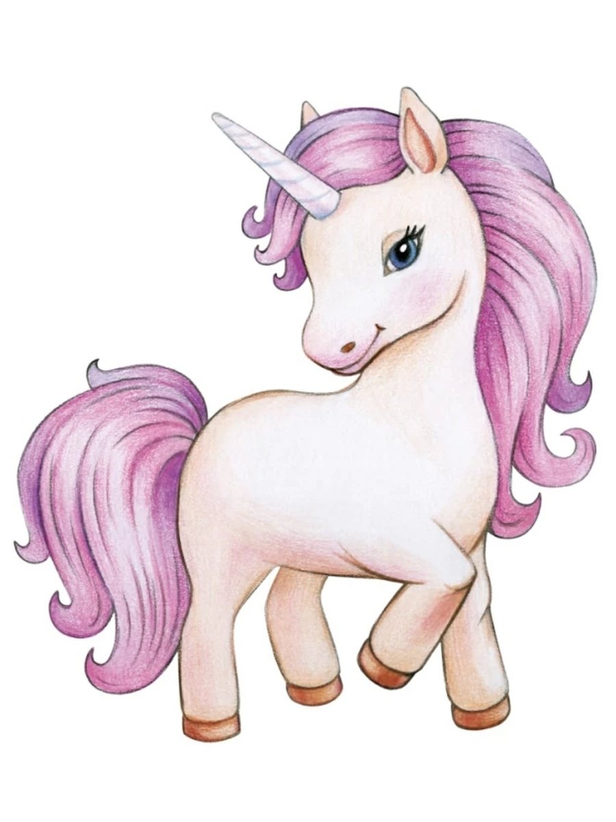 Белый Единорог с розовой гривой