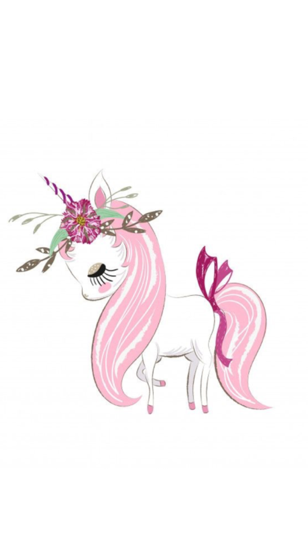 Розовая Единорожка на белом фоне