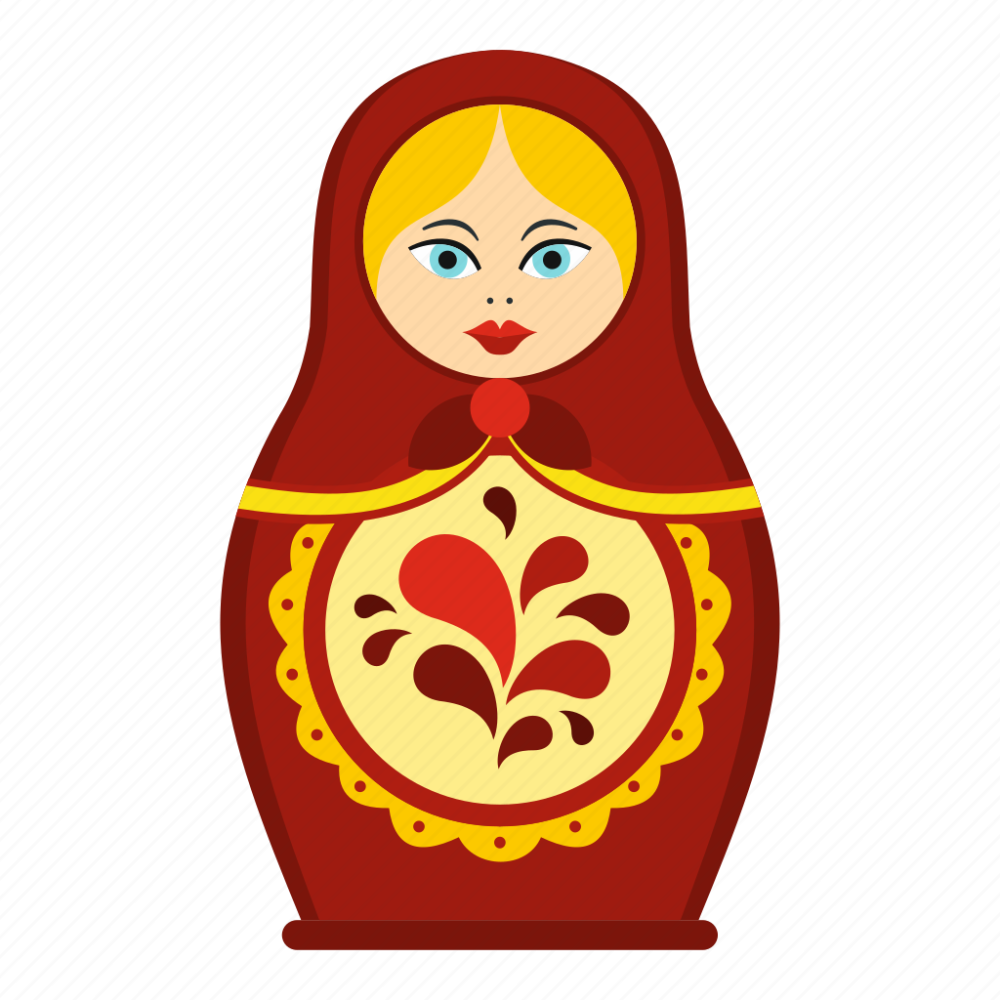 Матрешка плоская красная