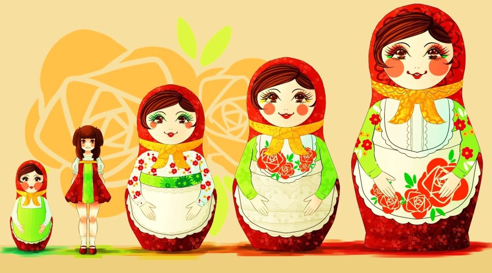 Матрешка Хохлома вектор
