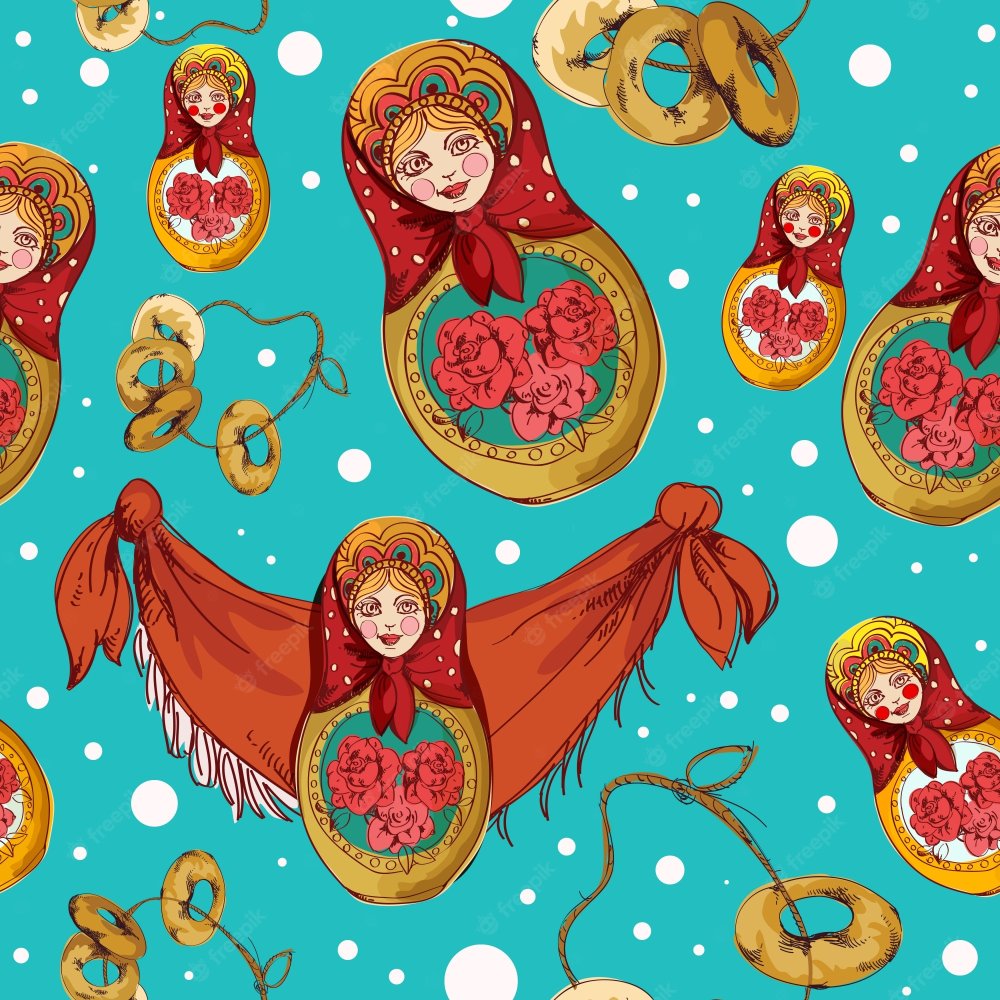 Матрешка символ на белом фоне