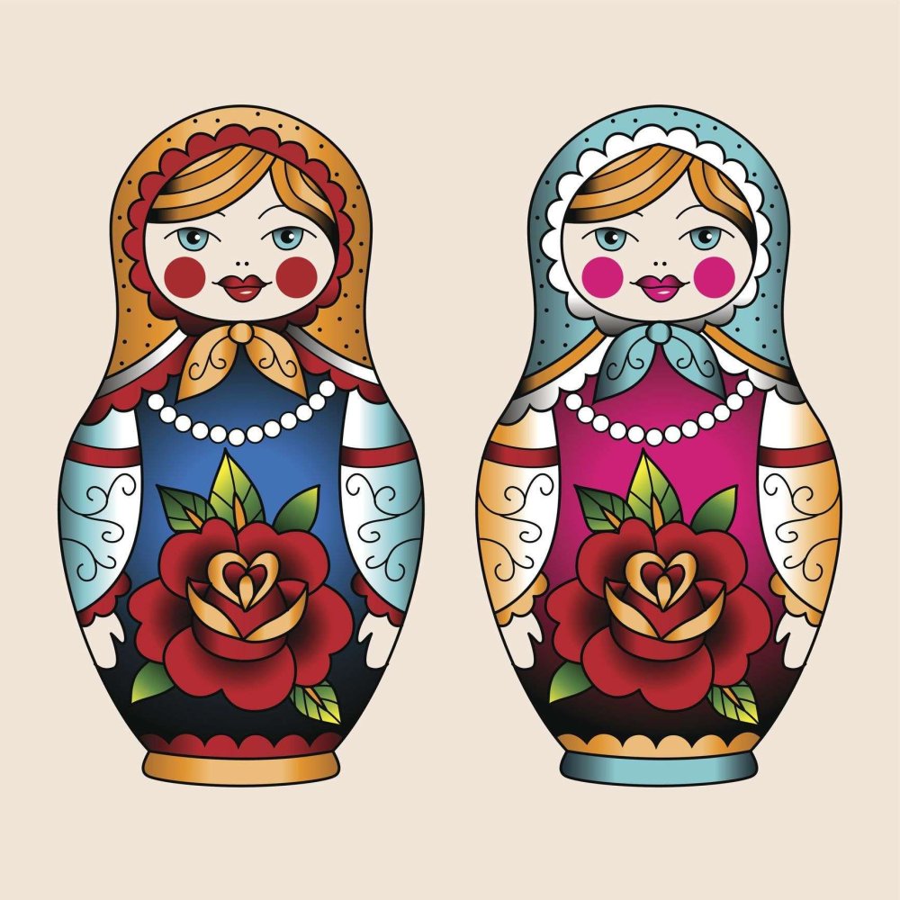 Матрешка красно желтая