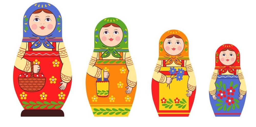 Символ России Матрешка на белом фоне