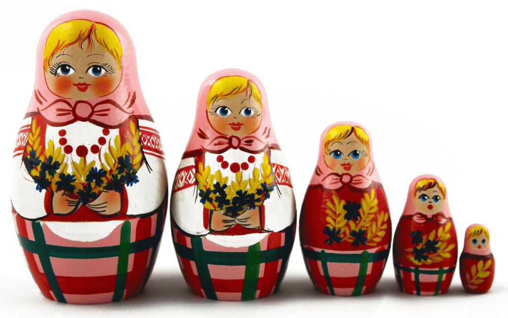 Русская Матрешка на белом фоне