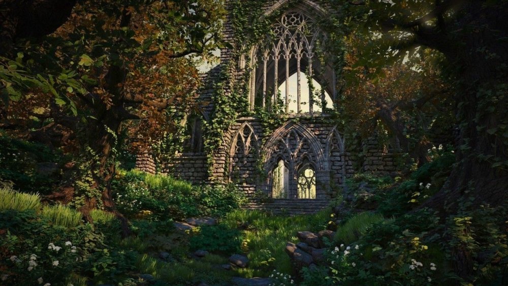 Развалины храма плющ Эстетика