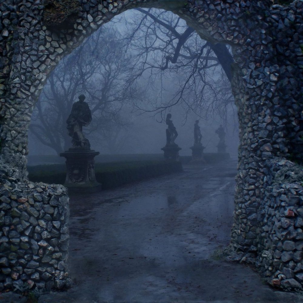 Готический сад в тумане