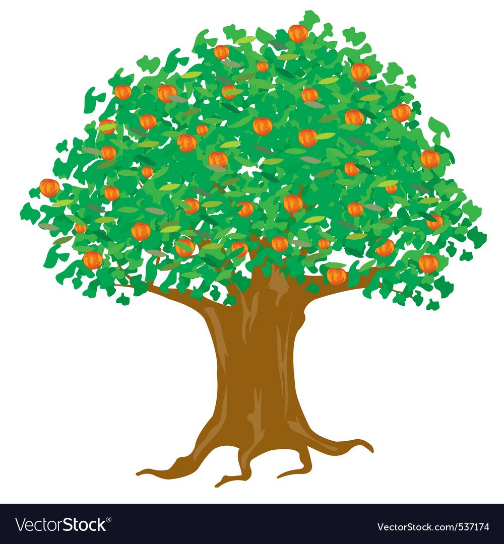 Картинка дерево со спелыми яблоками для младшей