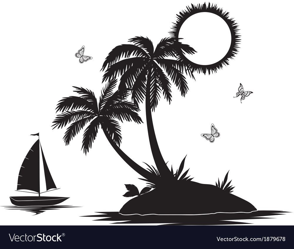 Трафарет острова с пальмой