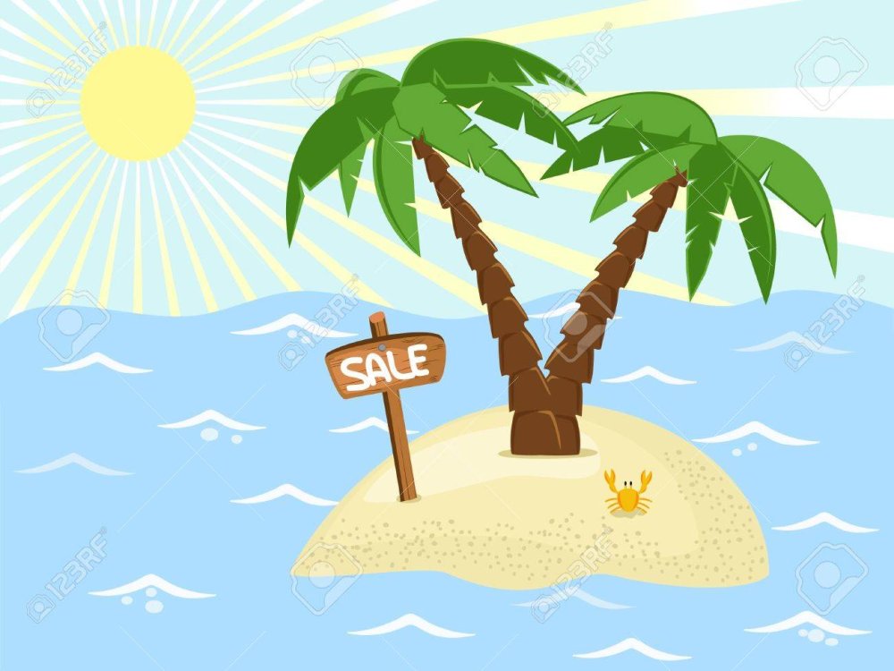 Островок с пальмой нарисованный