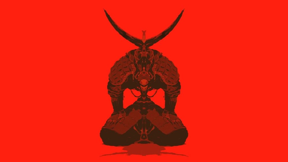 Самурай на Красном фоне