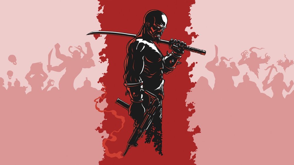 Самурай на Красном фоне