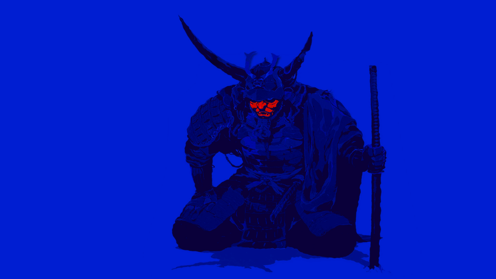 Ниндзя арт красный фон