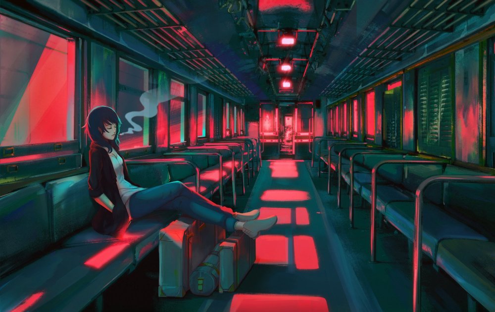 Киберпанковский Железнодорожный вокзал арт