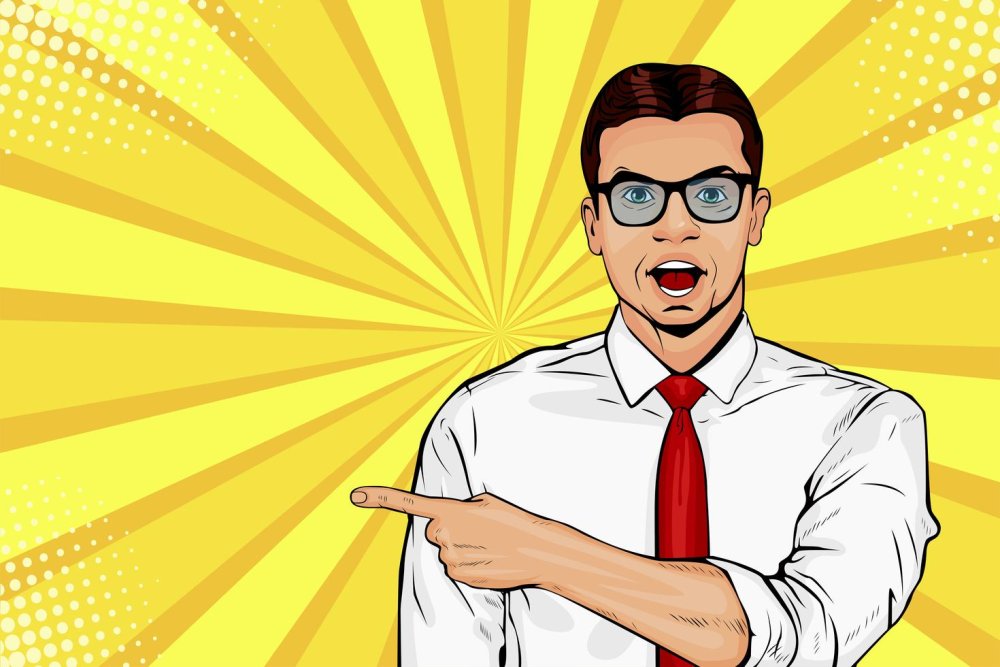 Удивленный мужчина поп арт