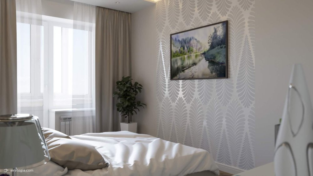 Акцентная стена напротив кровати