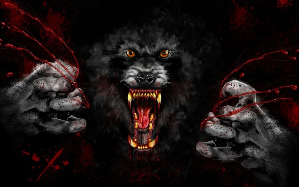 Морда волка оскал